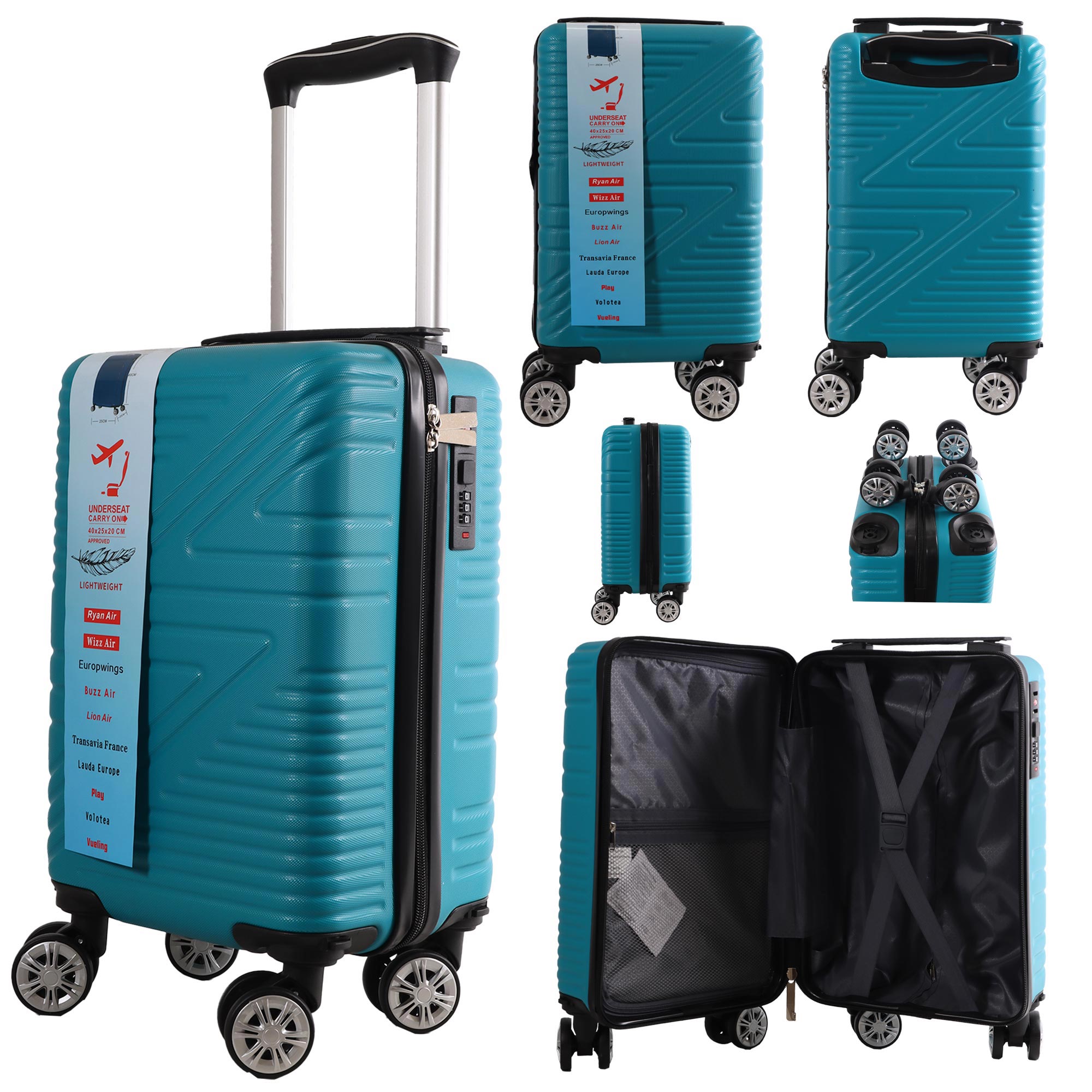 (image for) T-HC-US-1624 TEAL RYAN AIR CABIN-SIZED TRAVEL TROLLEY SUITCASE